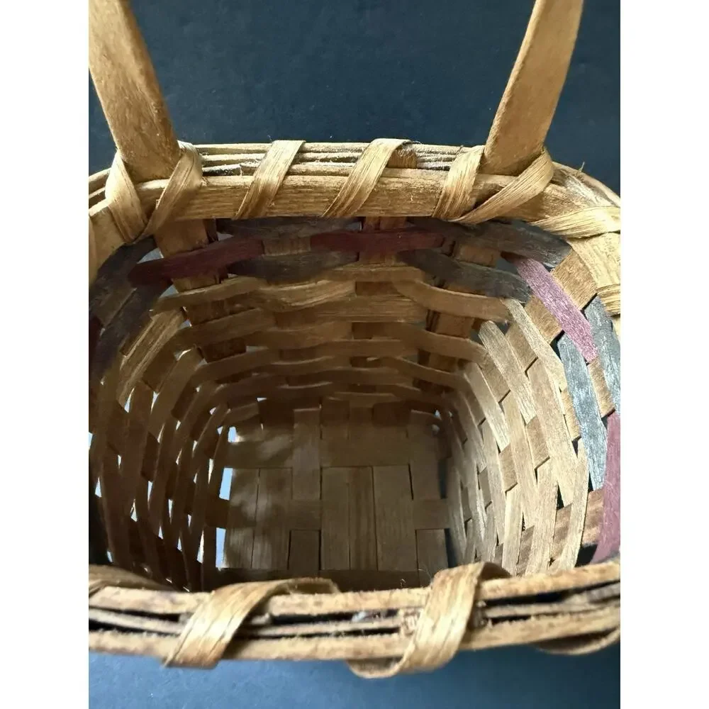 Woven Rattan Wall Hanging Baskets, Hand-Woven Wicker Storage Organizer, Porta...